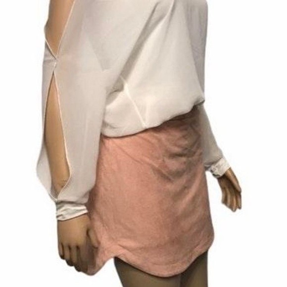 BB Dakota Mini Skirt Annette Pink lemonade plush Faux Suede Blush, size 8 - Picture 9 of 17